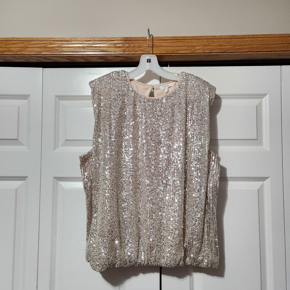 Maurices Sparkling Sequin Blouse - Silver